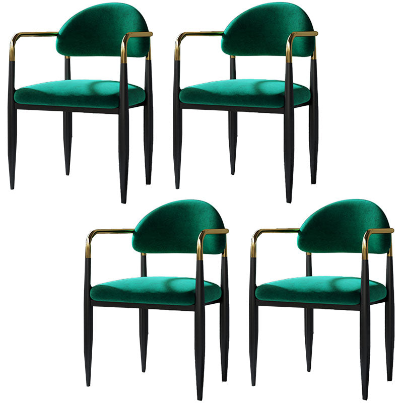Contemporary Style Kitchen Chairs Dining Open Back Arm Side Chair with Metal Legs Green 4 Piece Set Clearhalo ' kitchen&dining_furn' 'Dining Chairs' 'Dining Tables & Seating' 'dining_chair' 'furn' 'furn_dining_chair' 'Furniture' 'furniture_dining_chair' 'Kitchen & Dining Furniture' 'kitchen' 4589135