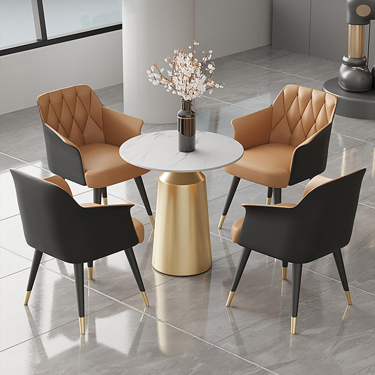 Glam Metal Arm Dining Chair Faux Leather Side Chair for Restaurant Use Clearhalo ' kitchen&dining_furn' 'Dining Chairs' 'Dining Tables & Seating' 'dining_chair' 'furn' 'furn_dining_chair' 'Furniture' 'furniture_dining_chair' 'Kitchen & Dining Furniture' 'kitchen' 4589142