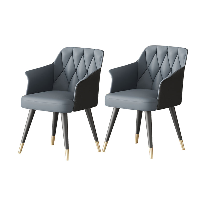 Glam Metal Arm Dining Chair Faux Leather Side Chair for Restaurant Use Lake Blue 2 Piece Set Clearhalo ' kitchen&dining_furn' 'Dining Chairs' 'Dining Tables & Seating' 'dining_chair' 'furn' 'furn_dining_chair' 'Furniture' 'furniture_dining_chair' 'Kitchen & Dining Furniture' 'kitchen' 4589144