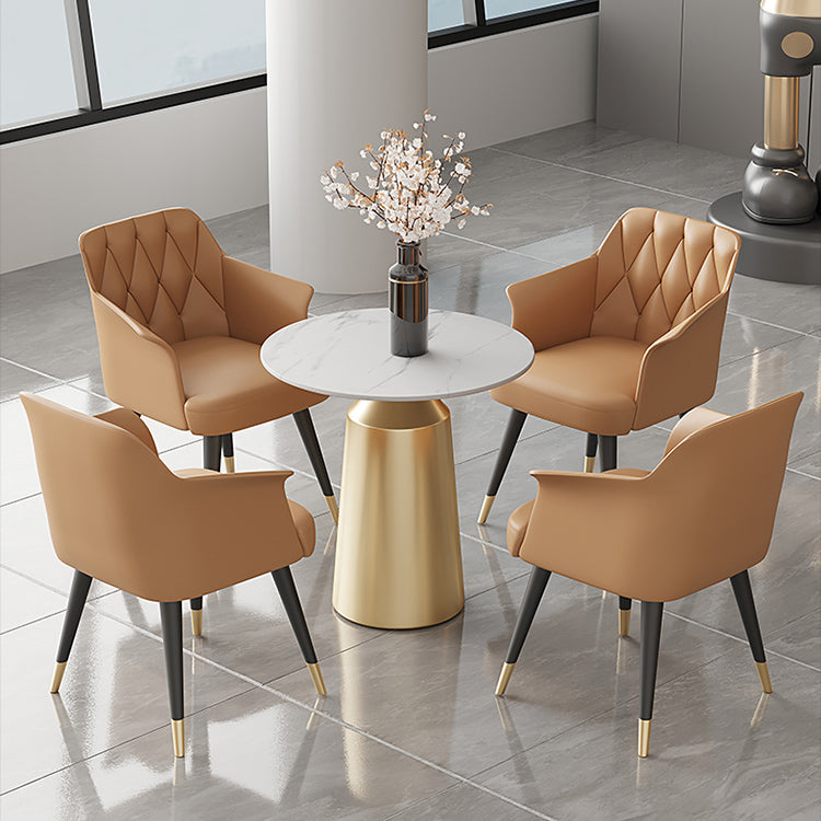Glam Metal Arm Dining Chair Faux Leather Side Chair for Restaurant Use Clearhalo ' kitchen&dining_furn' 'Dining Chairs' 'Dining Tables & Seating' 'dining_chair' 'furn' 'furn_dining_chair' 'Furniture' 'furniture_dining_chair' 'Kitchen & Dining Furniture' 'kitchen' 4589146