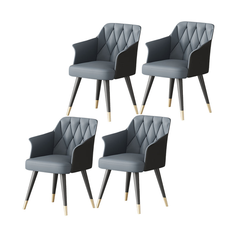 Glam Metal Arm Dining Chair Faux Leather Side Chair for Restaurant Use Lake Blue 4 Piece Set Clearhalo ' kitchen&dining_furn' 'Dining Chairs' 'Dining Tables & Seating' 'dining_chair' 'furn' 'furn_dining_chair' 'Furniture' 'furniture_dining_chair' 'Kitchen & Dining Furniture' 'kitchen' 4589147