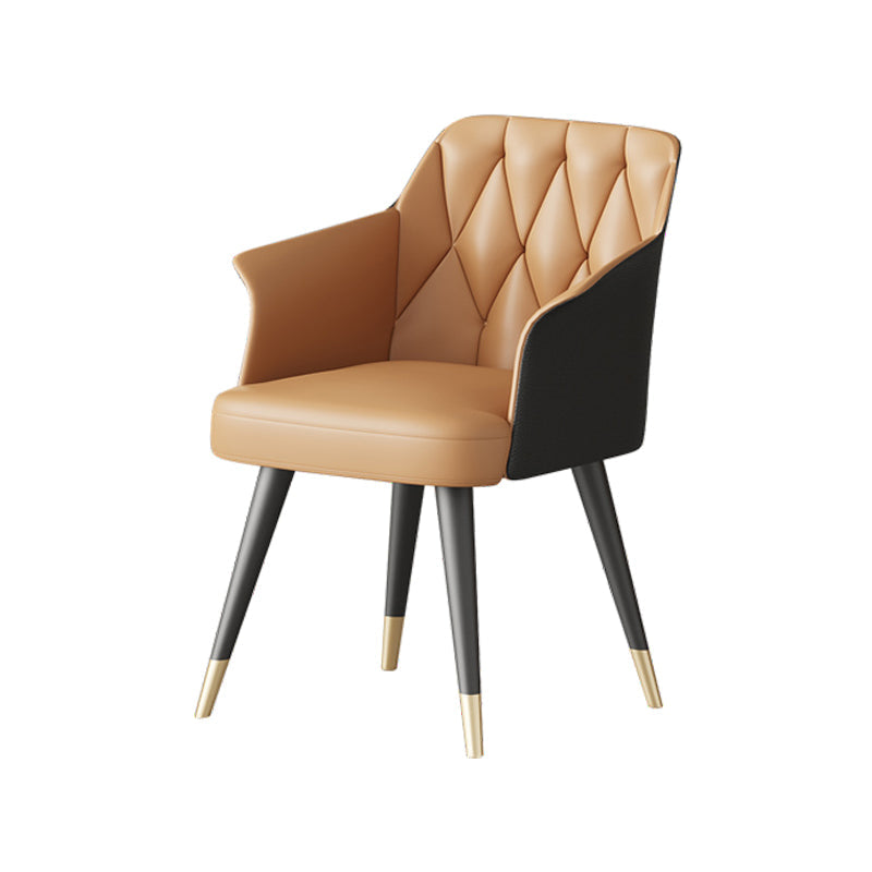 Glam Metal Arm Dining Chair Faux Leather Side Chair for Restaurant Use Clearhalo ' kitchen&dining_furn' 'Dining Chairs' 'Dining Tables & Seating' 'dining_chair' 'furn' 'furn_dining_chair' 'Furniture' 'furniture_dining_chair' 'Kitchen & Dining Furniture' 'kitchen' 4589150