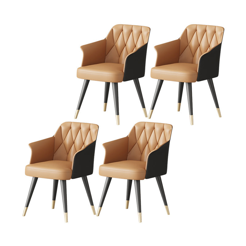 Glam Metal Arm Dining Chair Faux Leather Side Chair for Restaurant Use Orange Black 4 Piece Set Clearhalo ' kitchen&dining_furn' 'Dining Chairs' 'Dining Tables & Seating' 'dining_chair' 'furn' 'furn_dining_chair' 'Furniture' 'furniture_dining_chair' 'Kitchen & Dining Furniture' 'kitchen' 4589158
