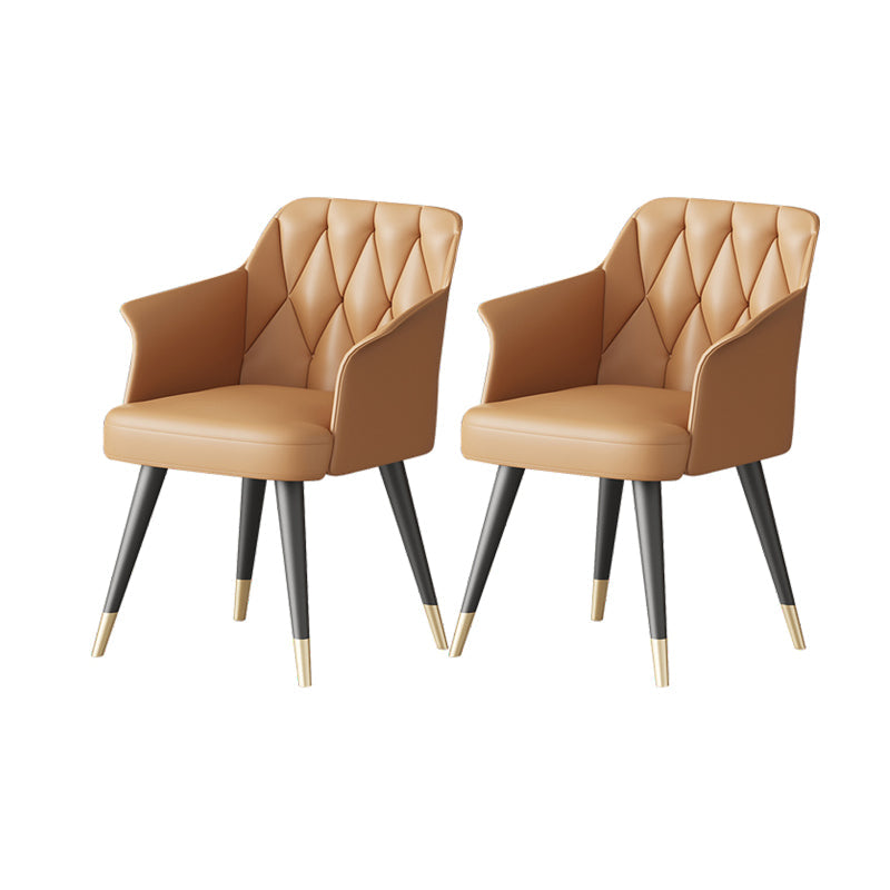 Glam Metal Arm Dining Chair Faux Leather Side Chair for Restaurant Use Orange 2 Piece Set Clearhalo ' kitchen&dining_furn' 'Dining Chairs' 'Dining Tables & Seating' 'dining_chair' 'furn' 'furn_dining_chair' 'Furniture' 'furniture_dining_chair' 'Kitchen & Dining Furniture' 'kitchen' 4589163