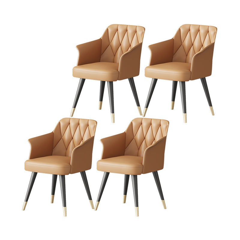 Glam Metal Arm Dining Chair Faux Leather Side Chair for Restaurant Use Orange 4 Piece Set Clearhalo ' kitchen&dining_furn' 'Dining Chairs' 'Dining Tables & Seating' 'dining_chair' 'furn' 'furn_dining_chair' 'Furniture' 'furniture_dining_chair' 'Kitchen & Dining Furniture' 'kitchen' 4589164