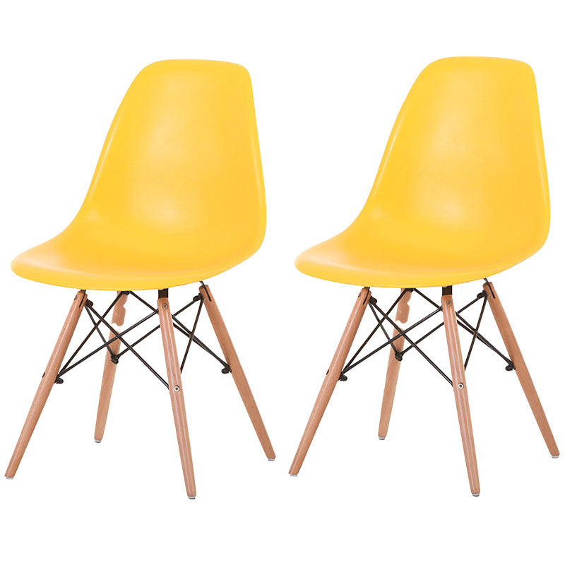 Contemporary Style Kitchen Chairs Dining Armless Side Chairs with Wooden Legs Yellow Set of 2 Clearhalo ' kitchen&dining_furn' 'Dining Chairs' 'Dining Tables & Seating' 'dining_chair' 'Furniture' 'furniture_dining_chair' 'Kitchen & Dining Furniture' 'kitchen' 4589170