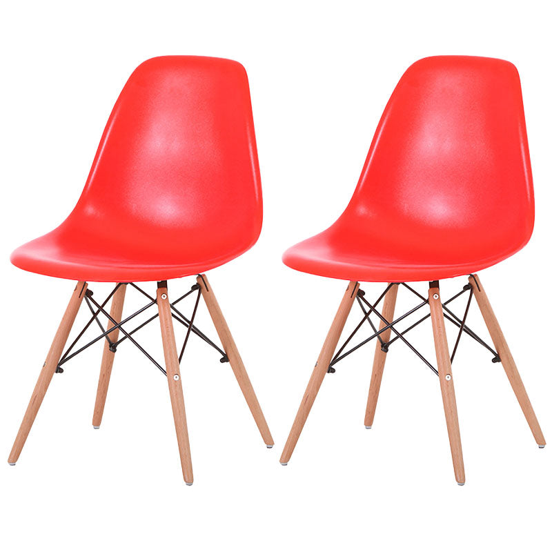 Contemporary Style Kitchen Chairs Dining Armless Side Chairs with Wooden Legs Red Set of 2 Clearhalo ' kitchen&dining_furn' 'Dining Chairs' 'Dining Tables & Seating' 'dining_chair' 'Furniture' 'furniture_dining_chair' 'Kitchen & Dining Furniture' 'kitchen' 4589175