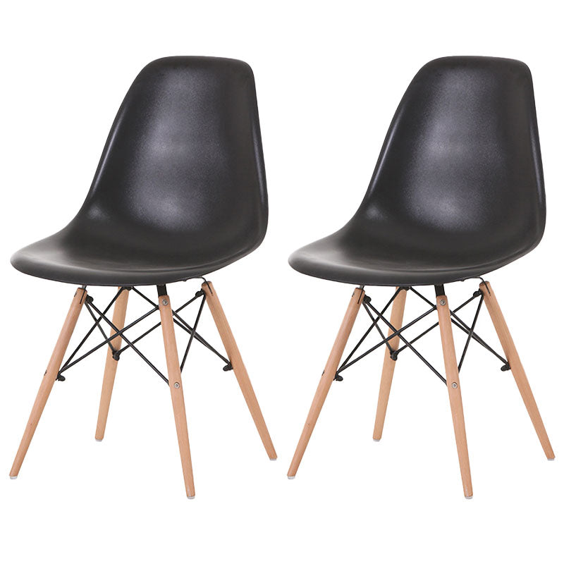 Contemporary Style Kitchen Chairs Dining Armless Side Chairs with Wooden Legs Black Set of 2 Clearhalo ' kitchen&dining_furn' 'Dining Chairs' 'Dining Tables & Seating' 'dining_chair' 'Furniture' 'furniture_dining_chair' 'Kitchen & Dining Furniture' 'kitchen' 4589178