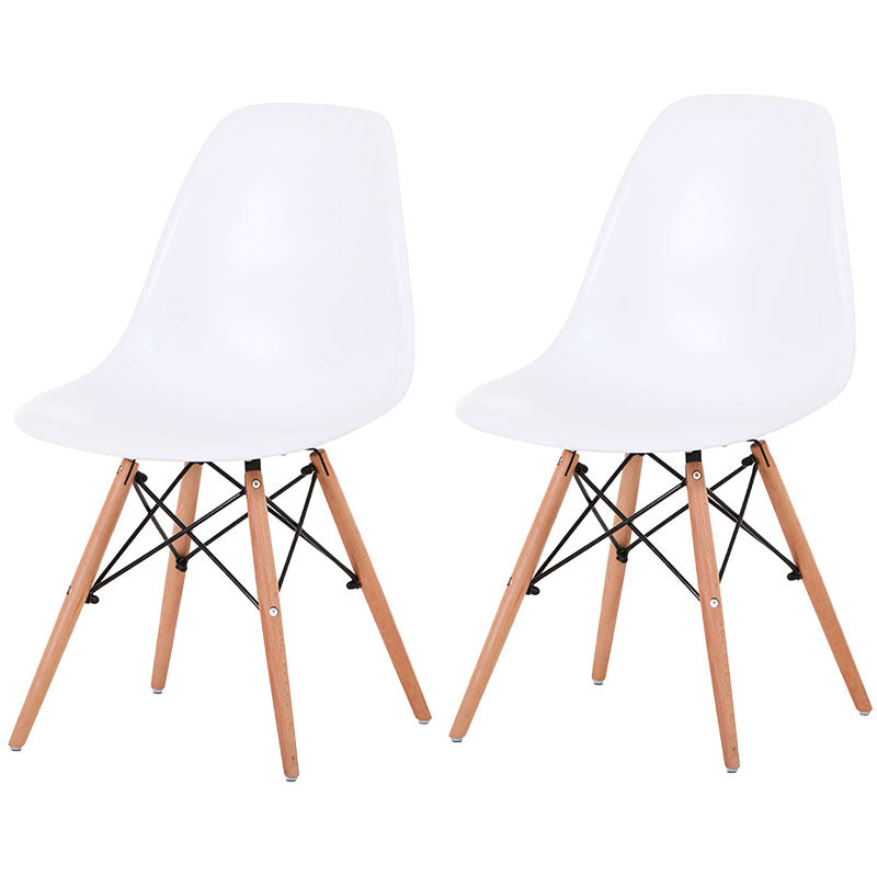 Contemporary Style Kitchen Chairs Dining Armless Side Chairs with Wooden Legs White Set of 2 Clearhalo ' kitchen&dining_furn' 'Dining Chairs' 'Dining Tables & Seating' 'dining_chair' 'Furniture' 'furniture_dining_chair' 'Kitchen & Dining Furniture' 'kitchen' 4589179