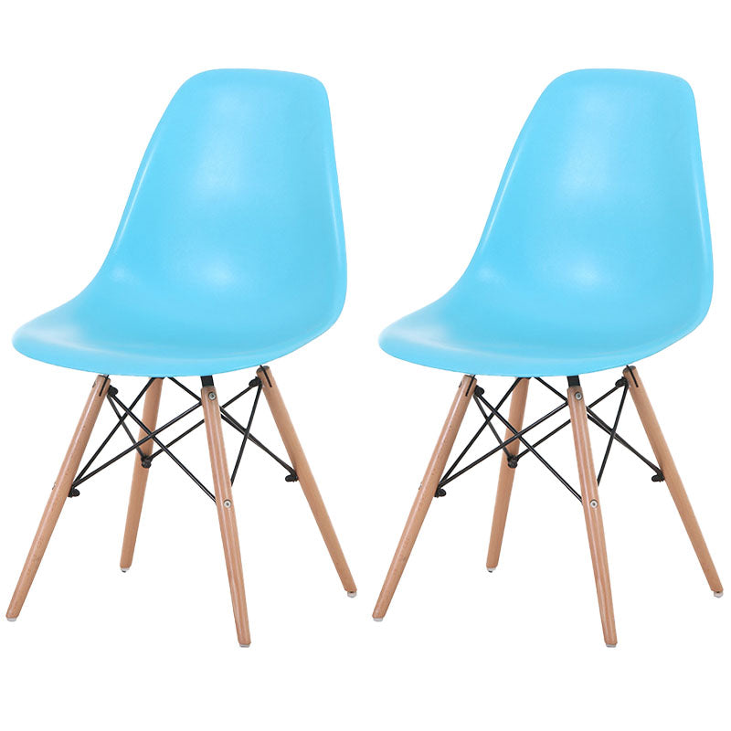 Contemporary Style Kitchen Chairs Dining Armless Side Chairs with Wooden Legs Blue Set of 2 Clearhalo ' kitchen&dining_furn' 'Dining Chairs' 'Dining Tables & Seating' 'dining_chair' 'Furniture' 'furniture_dining_chair' 'Kitchen & Dining Furniture' 'kitchen' 4589183