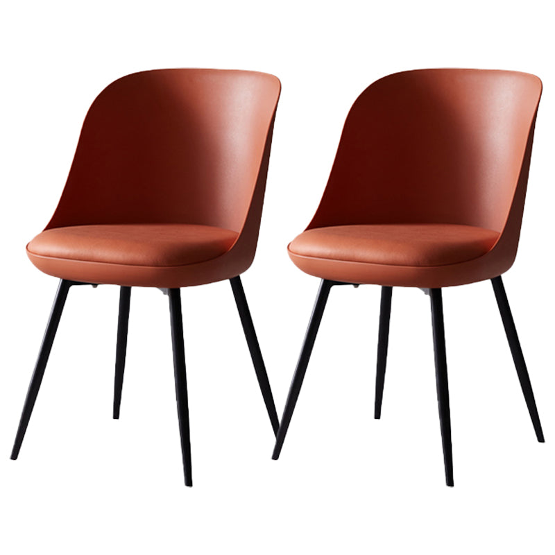 Contemporary Style Kitchen Chair Dining Armless Side Chairs with Metal Legs Orange Red 2 Piece Set Clearhalo ' kitchen&dining_furn' 'Dining Chairs' 'Dining Tables & Seating' 'dining_chair' 'furn' 'furn_dining_chair' 'Furniture' 'furniture_dining_chair' 'Kitchen & Dining Furniture' 'kitchen' 4589195