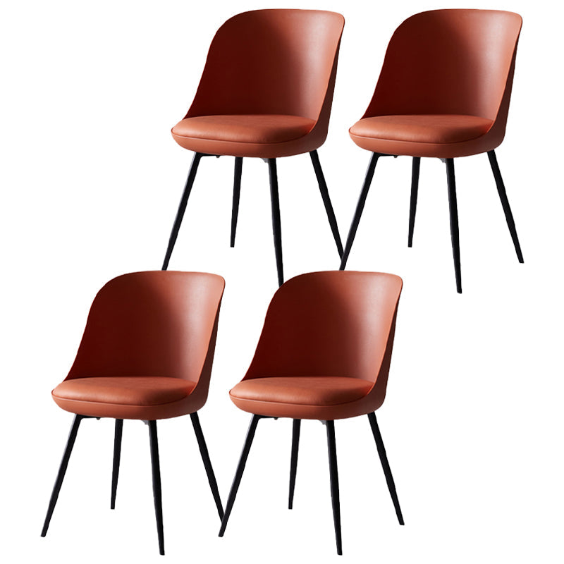 Contemporary Style Kitchen Chair Dining Armless Side Chairs with Metal Legs Orange Red 4 Piece Set Clearhalo ' kitchen&dining_furn' 'Dining Chairs' 'Dining Tables & Seating' 'dining_chair' 'furn' 'furn_dining_chair' 'Furniture' 'furniture_dining_chair' 'Kitchen & Dining Furniture' 'kitchen' 4589197