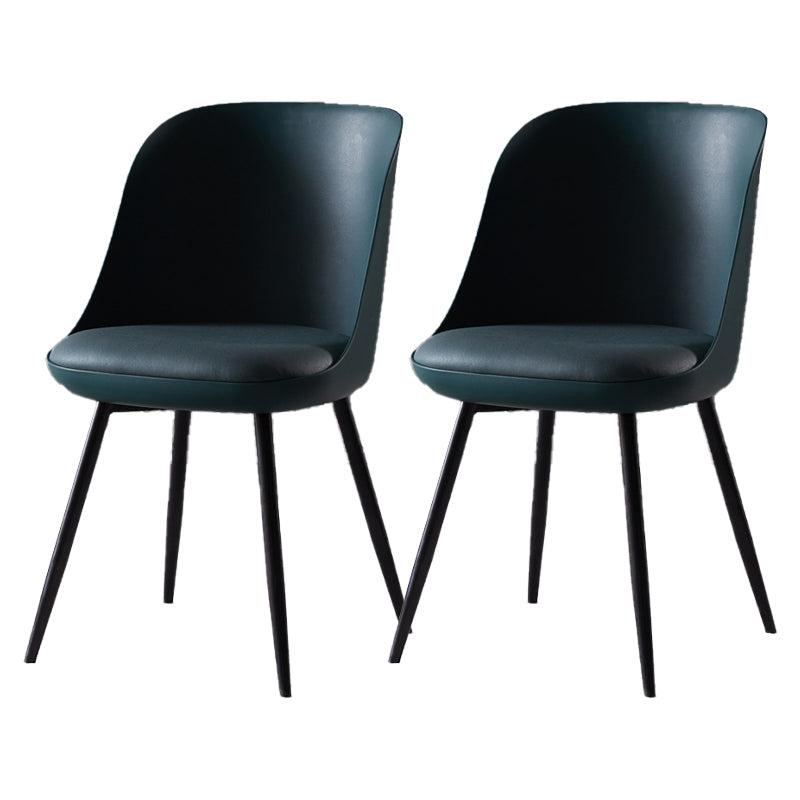 Contemporary Style Kitchen Chair Dining Armless Side Chairs with Metal Legs Blackish Green 2 Piece Set Clearhalo ' kitchen&dining_furn' 'Dining Chairs' 'Dining Tables & Seating' 'dining_chair' 'furn' 'furn_dining_chair' 'Furniture' 'furniture_dining_chair' 'Kitchen & Dining Furniture' 'kitchen' 4589213
