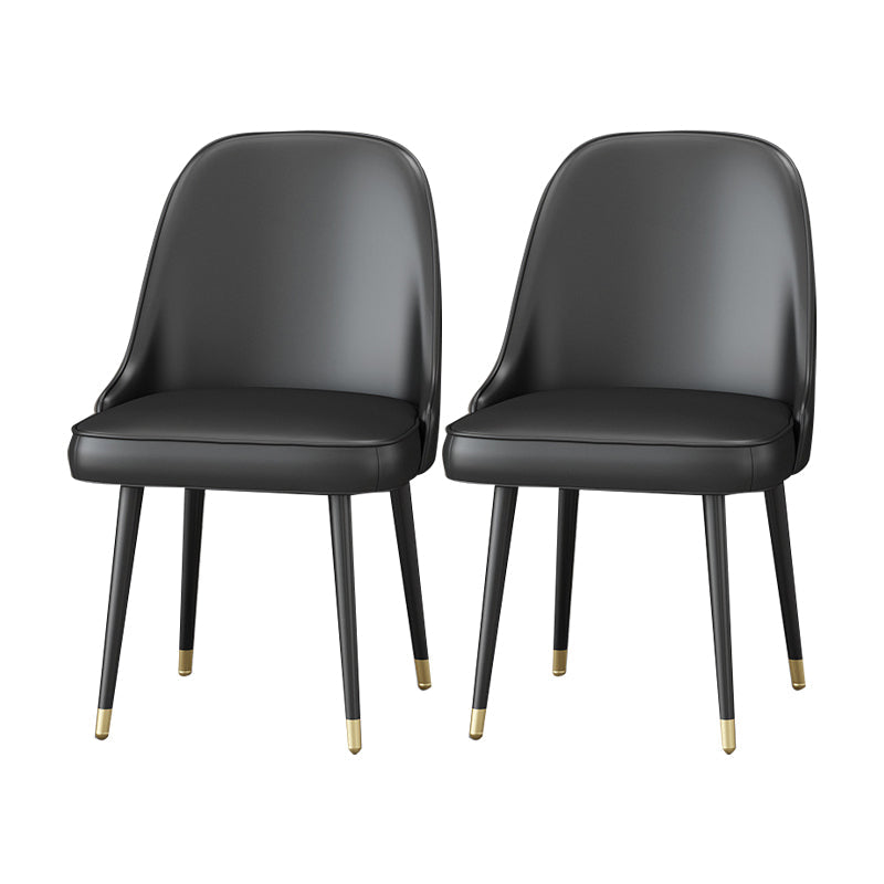 Scandinavian Arm Solid Back Dining Side Chair Leather Dining Side Chair Black 2 Piece Set Clearhalo ' kitchen&dining_furn' 'Dining Chairs' 'Dining Tables & Seating' 'dining_chair' 'furn' 'furn_dining_chair' 'Furniture' 'furniture_dining_chair' 'Kitchen & Dining Furniture' 'kitchen' 4589218