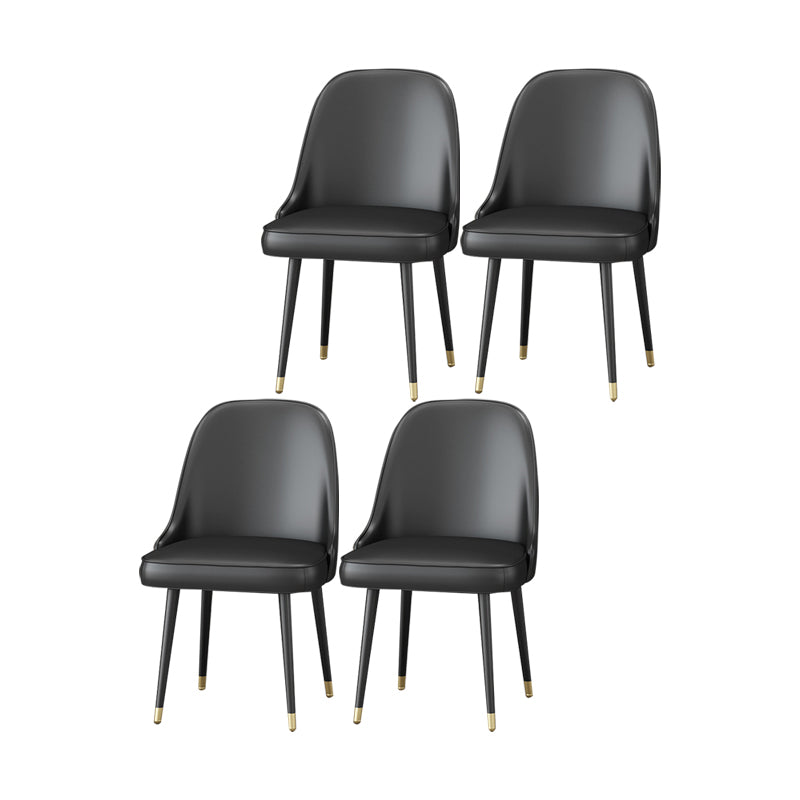 Scandinavian Arm Solid Back Dining Side Chair Leather Dining Side Chair Black 4 Piece Set Clearhalo ' kitchen&dining_furn' 'Dining Chairs' 'Dining Tables & Seating' 'dining_chair' 'furn' 'furn_dining_chair' 'Furniture' 'furniture_dining_chair' 'Kitchen & Dining Furniture' 'kitchen' 4589219