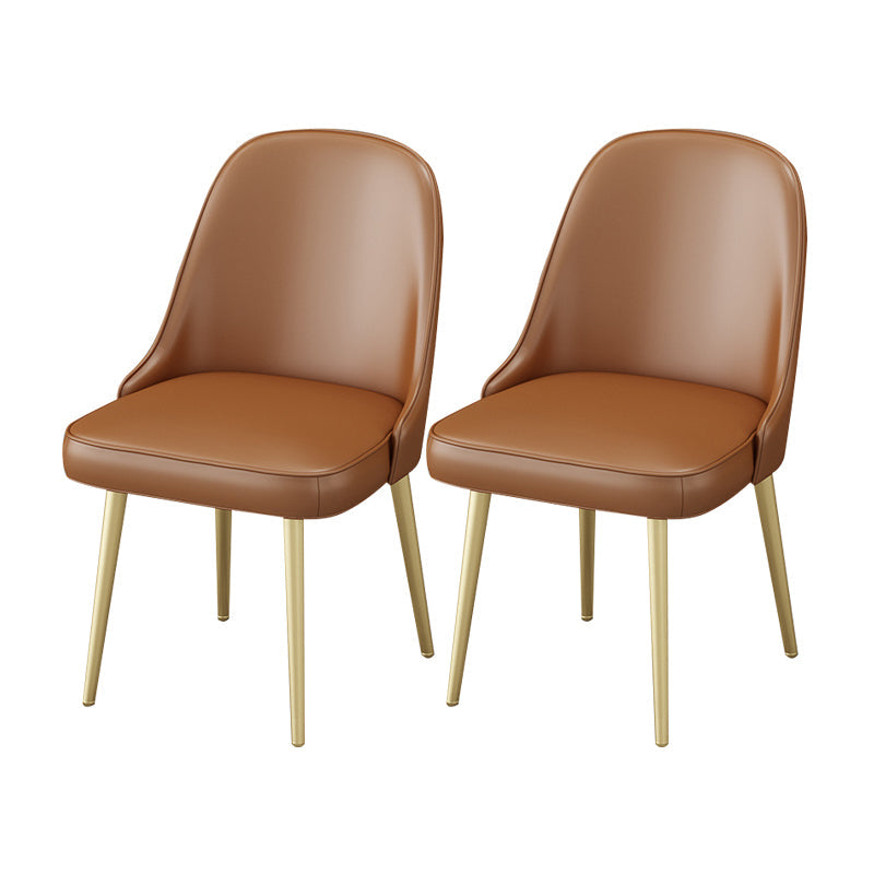 Scandinavian Arm Solid Back Dining Side Chair Leather Dining Side Chair Coffee 2 Piece Set Clearhalo ' kitchen&dining_furn' 'Dining Chairs' 'Dining Tables & Seating' 'dining_chair' 'furn' 'furn_dining_chair' 'Furniture' 'furniture_dining_chair' 'Kitchen & Dining Furniture' 'kitchen' 4589229