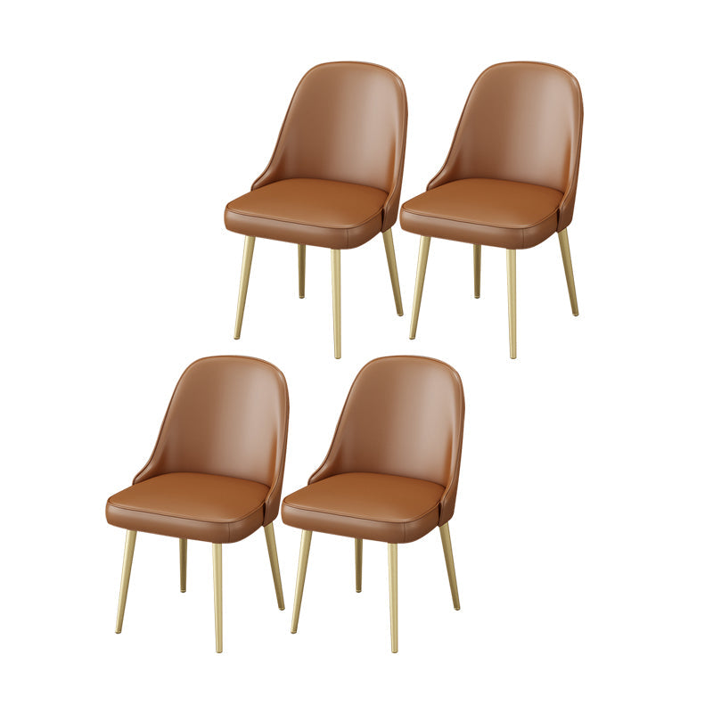 Scandinavian Arm Solid Back Dining Side Chair Leather Dining Side Chair Coffee 4 Piece Set Clearhalo ' kitchen&dining_furn' 'Dining Chairs' 'Dining Tables & Seating' 'dining_chair' 'furn' 'furn_dining_chair' 'Furniture' 'furniture_dining_chair' 'Kitchen & Dining Furniture' 'kitchen' 4589231