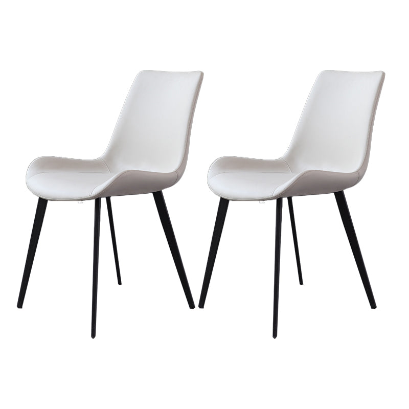Industrial Metal Kitchen Dining Room Side Chair Solid Back Chair Off-White 2 Piece Set Clearhalo ' kitchen&dining_furn' 'Dining Chairs' 'Dining Tables & Seating' 'dining_chair' 'furn' 'furn_dining_chair' 'Furniture' 'furniture_dining_chair' 'Kitchen & Dining Furniture' 'kitchen' 4589239