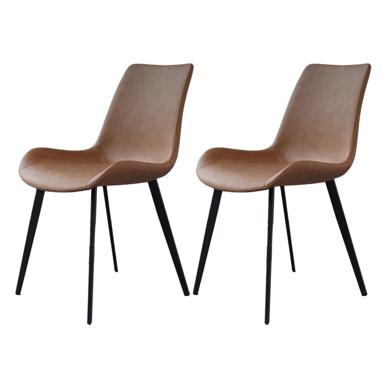 Industrial Metal Kitchen Dining Room Side Chair Solid Back Chair Light Brown 2 Piece Set Clearhalo ' kitchen&dining_furn' 'Dining Chairs' 'Dining Tables & Seating' 'dining_chair' 'furn' 'furn_dining_chair' 'Furniture' 'furniture_dining_chair' 'Kitchen & Dining Furniture' 'kitchen' 4589243