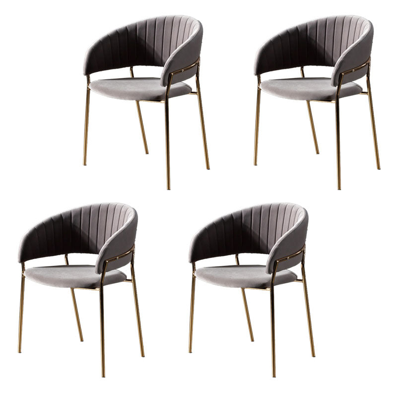 Scandinavian Open Back Arm Dining Chairs Upholstered Side Chair Grey 4 Piece Set Clearhalo ' kitchen&dining_furn' 'Dining Chairs' 'Dining Tables & Seating' 'dining_chair' 'furn' 'furn_dining_chair' 'Furniture' 'furniture_dining_chair' 'Kitchen & Dining Furniture' 'kitchen' 4589270