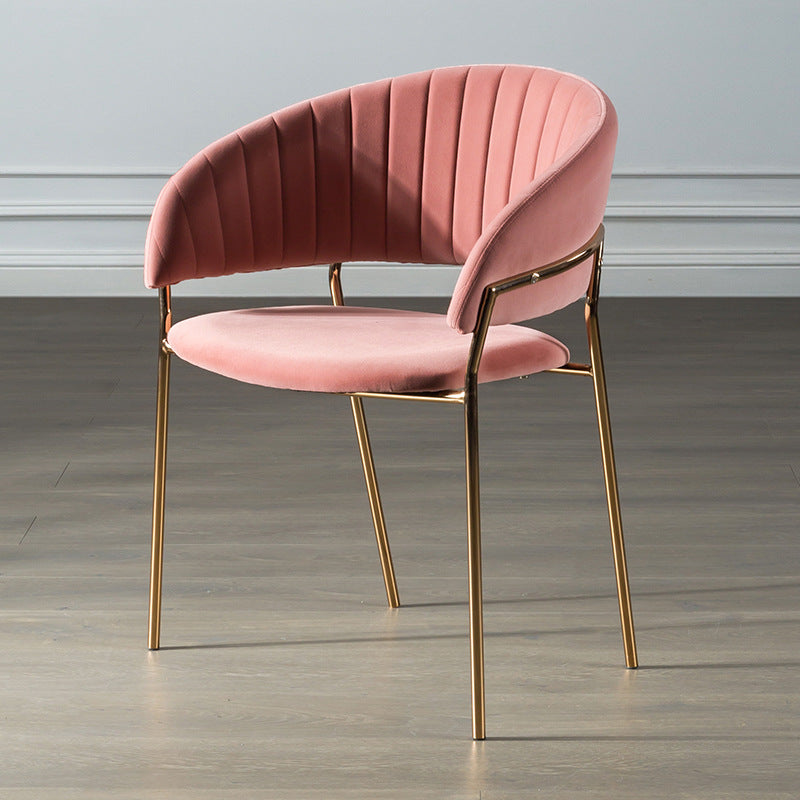 Scandinavian Open Back Arm Dining Chairs Upholstered Side Chair Pink 1 Piece Clearhalo ' kitchen&dining_furn' 'Dining Chairs' 'Dining Tables & Seating' 'dining_chair' 'furn' 'furn_dining_chair' 'Furniture' 'furniture_dining_chair' 'Kitchen & Dining Furniture' 'kitchen' 4589272