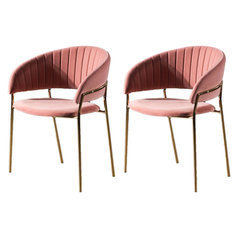 Scandinavian Open Back Arm Dining Chairs Upholstered Side Chair Pink 2 Piece Set Clearhalo ' kitchen&dining_furn' 'Dining Chairs' 'Dining Tables & Seating' 'dining_chair' 'furn' 'furn_dining_chair' 'Furniture' 'furniture_dining_chair' 'Kitchen & Dining Furniture' 'kitchen' 4589274