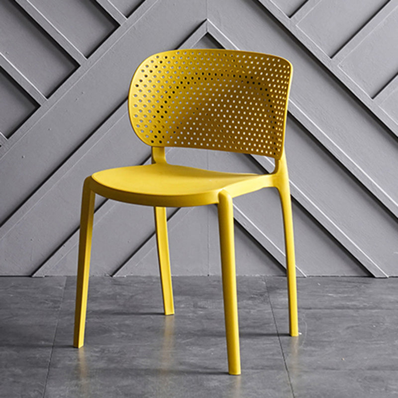 Contemporary Chairs Dining Armless Plastic Open Back Side Chair for Kitchen Yellow 1 Piece Clearhalo ' kitchen&dining_furn' 'Dining Chairs' 'Dining Tables & Seating' 'dining_chair' 'furn' 'furn_dining_chair' 'Furniture' 'furniture_dining_chair' 'Kitchen & Dining Furniture' 'kitchen' 4589278
