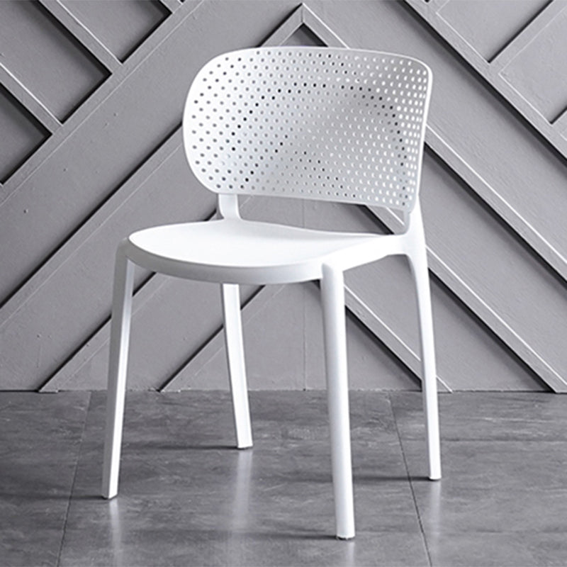 Contemporary Chairs Dining Armless Plastic Open Back Side Chair for Kitchen White 1 Piece Clearhalo ' kitchen&dining_furn' 'Dining Chairs' 'Dining Tables & Seating' 'dining_chair' 'furn' 'furn_dining_chair' 'Furniture' 'furniture_dining_chair' 'Kitchen & Dining Furniture' 'kitchen' 4589283