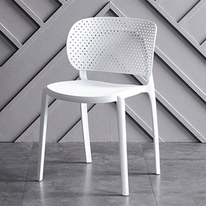 Contemporary Chairs Dining Armless Plastic Open Back Side Chair for Kitchen White 1 Piece Clearhalo ' kitchen&dining_furn' 'Dining Chairs' 'Dining Tables & Seating' 'dining_chair' 'furn' 'furn_dining_chair' 'Furniture' 'furniture_dining_chair' 'Kitchen & Dining Furniture' 'kitchen' 4589283