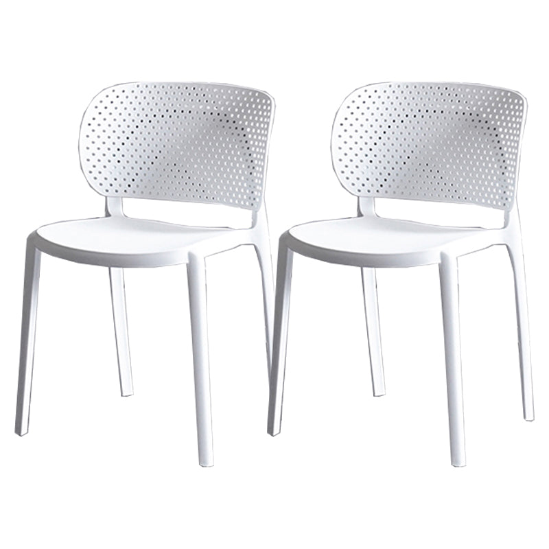 Contemporary Chairs Dining Armless Plastic Open Back Side Chair for Kitchen White 2 Piece Set Clearhalo ' kitchen&dining_furn' 'Dining Chairs' 'Dining Tables & Seating' 'dining_chair' 'furn' 'furn_dining_chair' 'Furniture' 'furniture_dining_chair' 'Kitchen & Dining Furniture' 'kitchen' 4589285