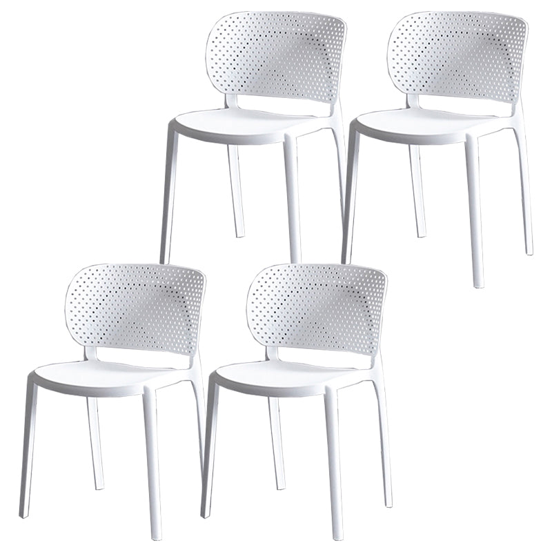 Contemporary Chairs Dining Armless Plastic Open Back Side Chair for Kitchen White 4 Piece Set Clearhalo ' kitchen&dining_furn' 'Dining Chairs' 'Dining Tables & Seating' 'dining_chair' 'furn' 'furn_dining_chair' 'Furniture' 'furniture_dining_chair' 'Kitchen & Dining Furniture' 'kitchen' 4589288