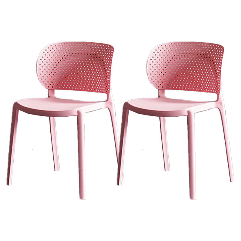 Contemporary Chairs Dining Armless Plastic Open Back Side Chair for Kitchen Pink 2 Piece Set Clearhalo ' kitchen&dining_furn' 'Dining Chairs' 'Dining Tables & Seating' 'dining_chair' 'furn' 'furn_dining_chair' 'Furniture' 'furniture_dining_chair' 'Kitchen & Dining Furniture' 'kitchen' 4589292