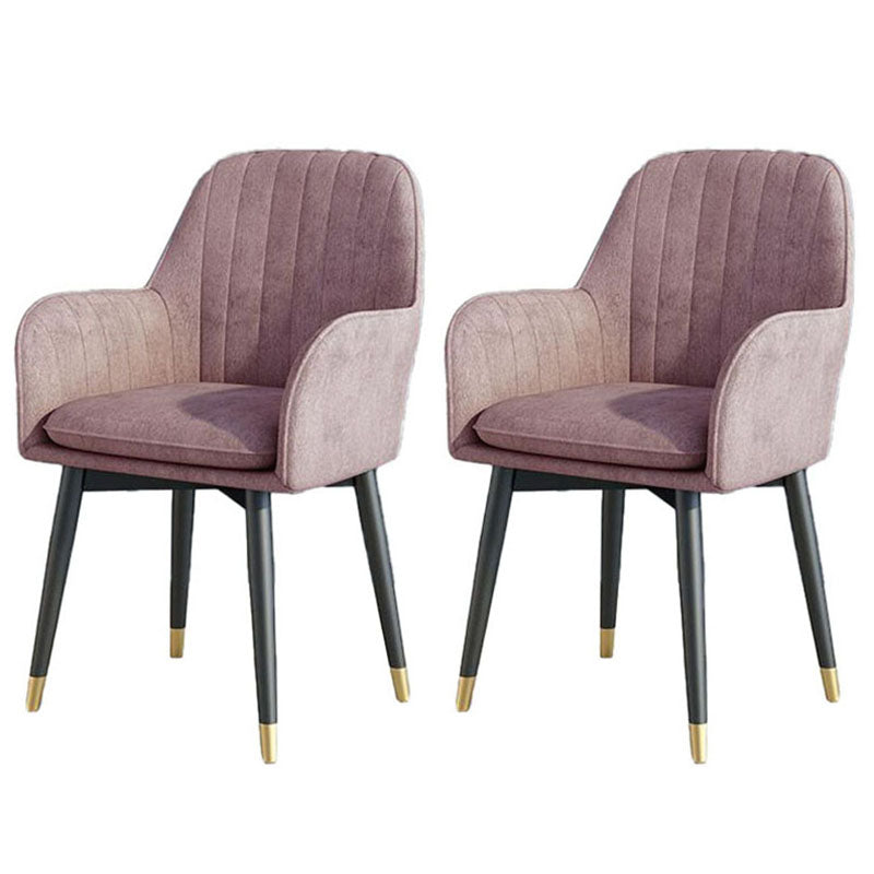 Scandinavian Fabric Dining Chairs for Home Arm Solid Back Dining Side Chair Pink 2 Piece Set Clearhalo ' kitchen&dining_furn' 'Dining Chairs' 'Dining Tables & Seating' 'dining_chair' 'furn' 'furn_dining_chair' 'Furniture' 'furniture_dining_chair' 'Kitchen & Dining Furniture' 'kitchen' 4589317