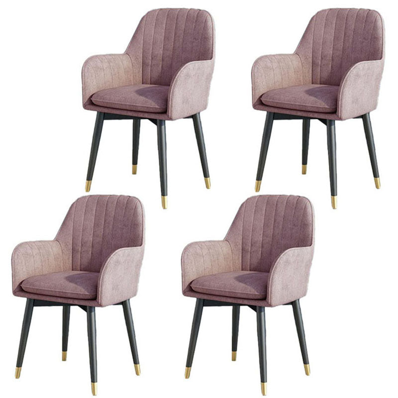 Scandinavian Fabric Dining Chairs for Home Arm Solid Back Dining Side Chair Pink 4 Piece Set Clearhalo ' kitchen&dining_furn' 'Dining Chairs' 'Dining Tables & Seating' 'dining_chair' 'furn' 'furn_dining_chair' 'Furniture' 'furniture_dining_chair' 'Kitchen & Dining Furniture' 'kitchen' 4589319