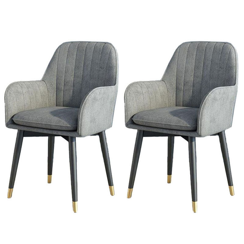 Scandinavian Fabric Dining Chairs for Home Arm Solid Back Dining Side Chair Grey 2 Piece Set Clearhalo ' kitchen&dining_furn' 'Dining Chairs' 'Dining Tables & Seating' 'dining_chair' 'furn' 'furn_dining_chair' 'Furniture' 'furniture_dining_chair' 'Kitchen & Dining Furniture' 'kitchen' 4589322
