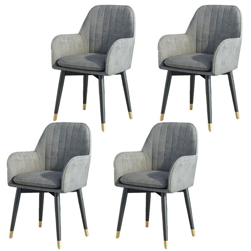 Scandinavian Fabric Dining Chairs for Home Arm Solid Back Dining Side Chair Grey 4 Piece Set Clearhalo ' kitchen&dining_furn' 'Dining Chairs' 'Dining Tables & Seating' 'dining_chair' 'furn' 'furn_dining_chair' 'Furniture' 'furniture_dining_chair' 'Kitchen & Dining Furniture' 'kitchen' 4589325