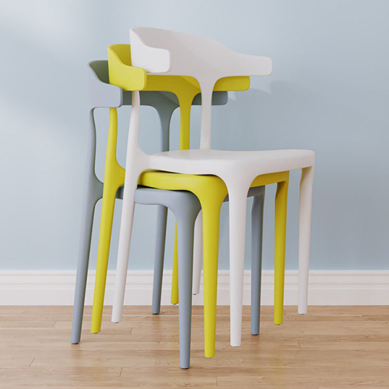 Modern Open Back Arm Chair Matte Finish Plastic Dining Chair Clearhalo ' kitchen&dining_furn' 'Dining Chairs' 'Dining Tables & Seating' 'dining_chair' 'furn' 'furn_dining_chair' 'Furniture' 'furniture_dining_chair' 'Kitchen & Dining Furniture' 'kitchen' 4589356