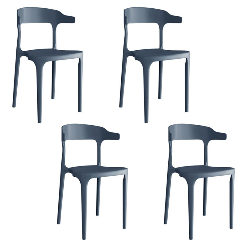 Modern Open Back Arm Chair Matte Finish Plastic Dining Chair Dark Gray 4 Piece Set Clearhalo ' kitchen&dining_furn' 'Dining Chairs' 'Dining Tables & Seating' 'dining_chair' 'furn' 'furn_dining_chair' 'Furniture' 'furniture_dining_chair' 'Kitchen & Dining Furniture' 'kitchen' 4589357