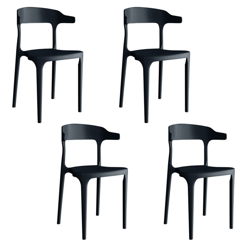Modern Open Back Arm Chair Matte Finish Plastic Dining Chair Black 4 Piece Set Clearhalo ' kitchen&dining_furn' 'Dining Chairs' 'Dining Tables & Seating' 'dining_chair' 'furn' 'furn_dining_chair' 'Furniture' 'furniture_dining_chair' 'Kitchen & Dining Furniture' 'kitchen' 4589361