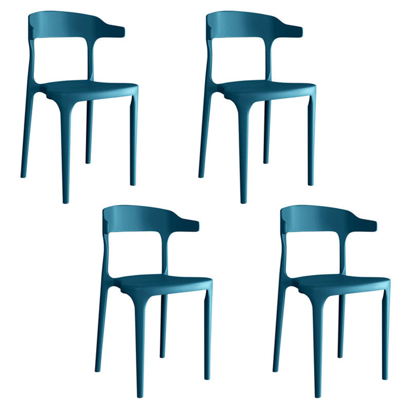 Modern Open Back Arm Chair Matte Finish Plastic Dining Chair Blue 4 Piece Set Clearhalo ' kitchen&dining_furn' 'Dining Chairs' 'Dining Tables & Seating' 'dining_chair' 'furn' 'furn_dining_chair' 'Furniture' 'furniture_dining_chair' 'Kitchen & Dining Furniture' 'kitchen' 4589366