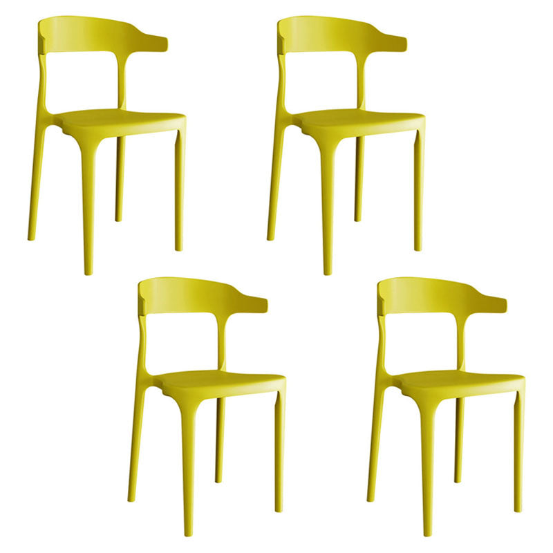Modern Open Back Arm Chair Matte Finish Plastic Dining Chair Yellow 4 Piece Set Clearhalo ' kitchen&dining_furn' 'Dining Chairs' 'Dining Tables & Seating' 'dining_chair' 'furn' 'furn_dining_chair' 'Furniture' 'furniture_dining_chair' 'Kitchen & Dining Furniture' 'kitchen' 4589368