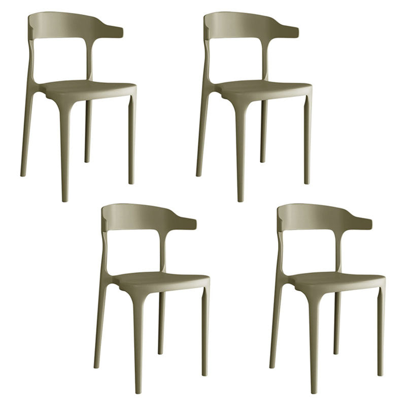Modern Open Back Arm Chair Matte Finish Plastic Dining Chair Khaki 4 Piece Set Clearhalo ' kitchen&dining_furn' 'Dining Chairs' 'Dining Tables & Seating' 'dining_chair' 'furn' 'furn_dining_chair' 'Furniture' 'furniture_dining_chair' 'Kitchen & Dining Furniture' 'kitchen' 4589370