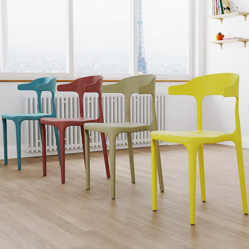 Modern Open Back Arm Chair Matte Finish Plastic Dining Chair Clearhalo ' kitchen&dining_furn' 'Dining Chairs' 'Dining Tables & Seating' 'dining_chair' 'furn' 'furn_dining_chair' 'Furniture' 'furniture_dining_chair' 'Kitchen & Dining Furniture' 'kitchen' 4589372