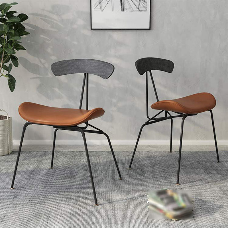 Industrial Open Back Armless Dining Chairs Leather Dining Side Chair Clearhalo ' kitchen&dining_furn' 'Dining Chairs' 'Dining Tables & Seating' 'dining_chair' 'Furniture' 'furniture_dining_chair' 'Kitchen & Dining Furniture' 'kitchen' 4589377