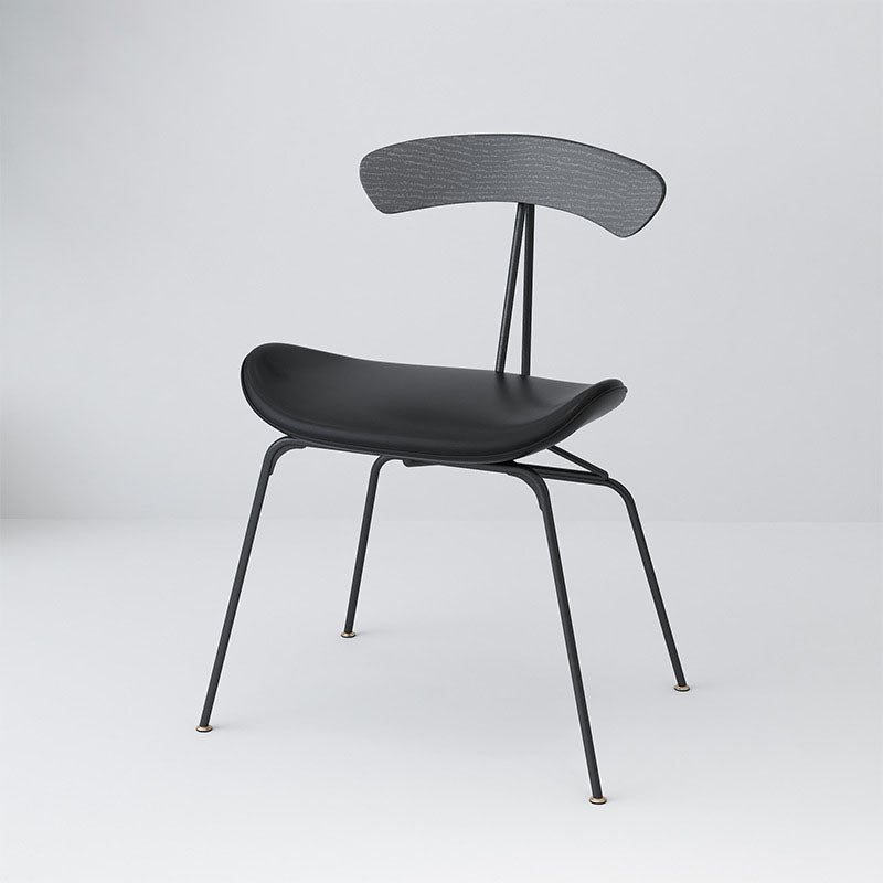 Industrial Open Back Armless Dining Chairs Leather Dining Side Chair Black 1 Piece Clearhalo ' kitchen&dining_furn' 'Dining Chairs' 'Dining Tables & Seating' 'dining_chair' 'Furniture' 'furniture_dining_chair' 'Kitchen & Dining Furniture' 'kitchen' 4589378