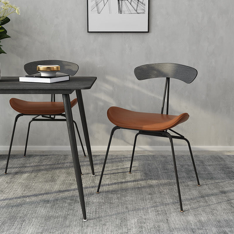 Industrial Open Back Armless Dining Chairs Leather Dining Side Chair Clearhalo ' kitchen&dining_furn' 'Dining Chairs' 'Dining Tables & Seating' 'dining_chair' 'Furniture' 'furniture_dining_chair' 'Kitchen & Dining Furniture' 'kitchen' 4589379
