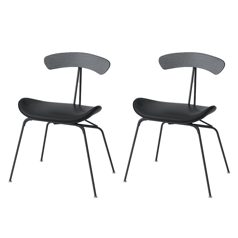 Industrial Open Back Armless Dining Chairs Leather Dining Side Chair Black Set of 2 Clearhalo ' kitchen&dining_furn' 'Dining Chairs' 'Dining Tables & Seating' 'dining_chair' 'Furniture' 'furniture_dining_chair' 'Kitchen & Dining Furniture' 'kitchen' 4589380