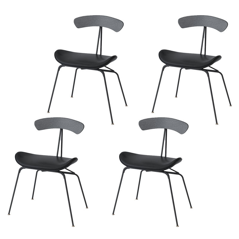 Industrial Open Back Armless Dining Chairs Leather Dining Side Chair Black Set of 4 Clearhalo ' kitchen&dining_furn' 'Dining Chairs' 'Dining Tables & Seating' 'dining_chair' 'Furniture' 'furniture_dining_chair' 'Kitchen & Dining Furniture' 'kitchen' 4589381