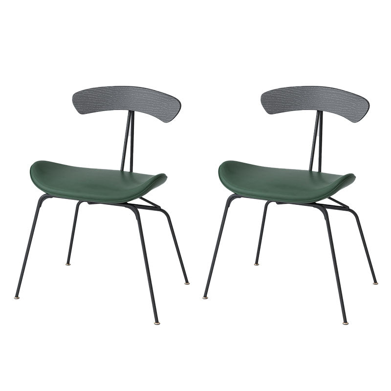 Industrial Open Back Armless Dining Chairs Leather Dining Side Chair Green Set of 2 Clearhalo ' kitchen&dining_furn' 'Dining Chairs' 'Dining Tables & Seating' 'dining_chair' 'Furniture' 'furniture_dining_chair' 'Kitchen & Dining Furniture' 'kitchen' 4589386