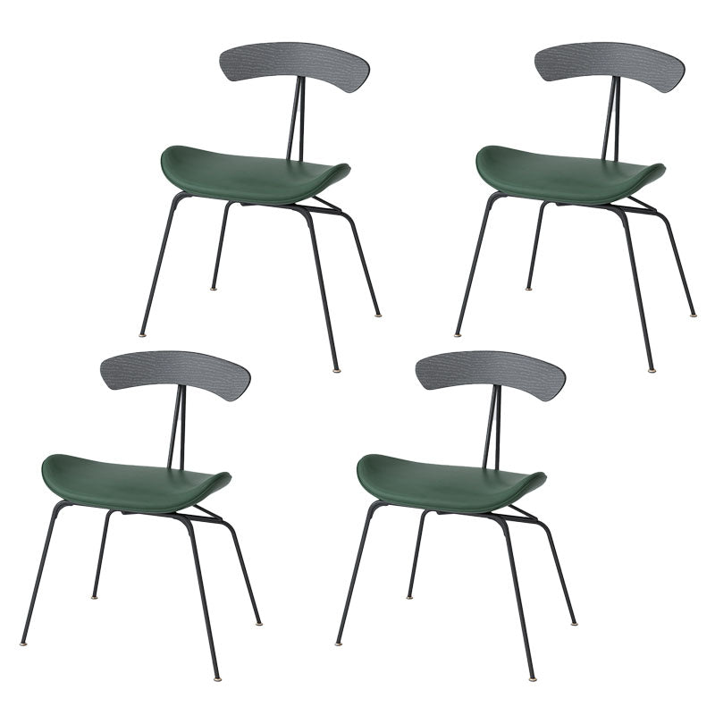 Industrial Open Back Armless Dining Chairs Leather Dining Side Chair Green Set of 4 Clearhalo ' kitchen&dining_furn' 'Dining Chairs' 'Dining Tables & Seating' 'dining_chair' 'Furniture' 'furniture_dining_chair' 'Kitchen & Dining Furniture' 'kitchen' 4589387